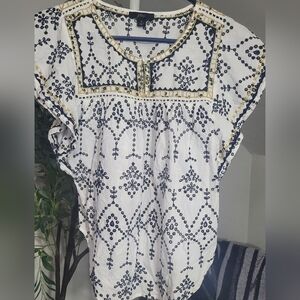 J. Crew Eyelet Ruffled Sleeve Top Small